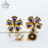 Flower-Shaped Earring Jewelry with Moissanite/Sapphire/Ruby 925 Sterling Silver Plated Screwback Earrings for Women