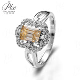 Butterfly Emerald Cut Moissanite Double Band Ring Women Only Gifts For Festivals And Anniversaries