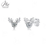 Elk Deer Shape 925 Sterling Silver 0.6CT Round  Moissanite Stud Earrings