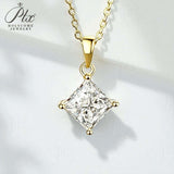Princess Cut Classic Necklace 1/2/3CT D Color Moissanite S925 Plated White Yellow Rose Gold Chain for Engagement Chrisrmas Charm