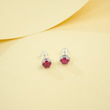 Round Colored Gemstones Earrings with Ruby Sapphire Colombia Padparadscha Paraiba S925 Four-claw Six-claw Design Fishion Gift