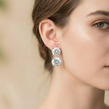 Earrings with 5.6/10CT D Color Round Moissanite 925 Silver Plated White Yellow Gold Ear Stud for Women Fashion Daily Jewely Gift