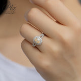 Floral Champagne Oval Moissanite Double-Band Ring Women Only Gifts For Festivals And Anniversaries