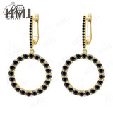 Hoop Earrings 2.6CT D White/Black/Champagne/Vivid blue Round Moissanite S925 Silver Plated for Fishion Party Gift Hypoallergenic