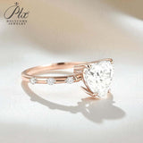 Heart Moissanite Ring with 3CT D Color Moissanite S925 10k 14k 18k Plated White Yellow Rose Gold Wedding Engagement Charm Jewely