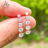 Moissanite Earrings Tassel Pendant Ear Stud Piercing  Ten Stones Round Shape 925 Sterling Silver Top Quality Wedding Jewelry