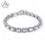 Celestial Emerald Cut Halo Tennis Bracelet Gifts For Festivals And Anniversaries