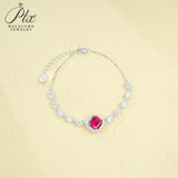 Lab Grown Columbia Emerald/Ruby 2-3ct Asscher Cut Bracelet White Gold Cultured Gemstone Bangle Luxury Gift for Her