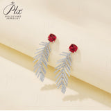 Lab-Grown Ruby Earrings 8CT Cushion-Cut 925 Silver Mixed-Shaped Studs High-End Jewelry Gift Hypoallergenic Jewelry for Women