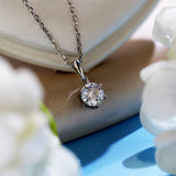 Moissanite Pendant Classical 6 Prongs 12 Color 925 Sterling Sliver Fine Jewelry Necklace Lady Birth Stones Wedding Gift Jewel