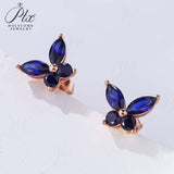 925 Sterling Silver Moissanite Lab Grown Gemstone Marquise Round Butterfly Stud Earrings Banquet Gift