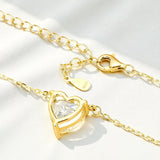Love Heart Necklace with1/2/3CT D Color Moissanite S925 Plated White Yellow Rose Gold Chain for Woman Engagement Chrisrmas Charm
