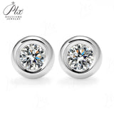 Round Moissanite Bezel Setting Stud Earrings Women Only Gifts For Festivals And Anniversaries