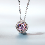 Moissanite Square-shaped Necklace Pendant Multicolor S925 Sterling Silver Gemstone Jewelry Women Wedding Anniversary Gift Party