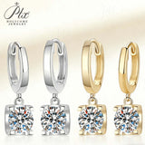 Hoop Bullhead Moissanite Earrings with 1-2CT D Color Round Moissanite S925 Silver Plated for Fishion Party Gift Hypoallergenic