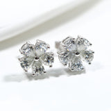 Flower-Shaped Earring Jewelry with Moissanite/Sapphire/Ruby 925 Sterling Silver Plated Screwback Earrings for Women