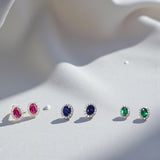 Lab Grown Gemstone Earring 1.7-2CT Oval Ruby Sapphire Colombia With Moissanite S925 Hypoallergenic Earring for Women Girls Gift