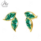 Double Clover Earrings with 2CT D Color Marquise Cut Moissanite 925 Silver Plated White Yellow Gold Ear Stud Fashion Daily Jewely
