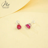 Lab Grown Gemstone Earrings 3.7-5CT Ruby Sapphire Colombia Padparadscha 925 Silver Three Claw Design Pear Earring Hypoallergenic