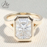Radiant Cut Ring with 3CT D Color Moissanite Diamond 10k 14k 18K Gold Plated 925 Silver for Women Engagement Wedding Jewely