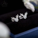Elk Deer Shape 925 Sterling Silver 0.6CT Round  Moissanite Stud Earrings