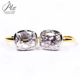 5CT Cushion Cut Moissanite Ring for Women Solid 18K 14K 10K Yellow Gold Two Tone Ring for Christmas Gifts