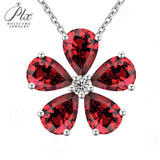 925 Sterling Silver 3EX Cut Pear Moissanite D Color Champagne VVS1 Five-petal Collarbone Necklace– Perfect for Daily Wear