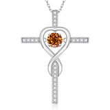 Moissanite Necklace 1CT 6.5mm Heart-Cross Pendant 925 Sterling Silver Women Wedding/Anniversary Special Gift Fine Jewelry Charms