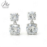 Earrings with 5.6/10CT D Color Round Moissanite 925 Silver Plated White Yellow Gold Ear Stud for Women Fashion Daily Jewely Gift