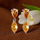 Moissanite Earrings with 4CT Multicolor Pear Marquise Cut Moissanite 925 Silver Ear Stud for Woman Fashion Daily Christmas Jewely