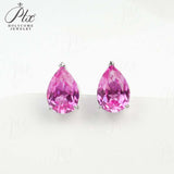 Lab Grown Gemstone Earrings 3.7-5CT Ruby Sapphire Colombia Padparadscha 925 Silver Three Claw Design Pear Earring Hypoallergenic