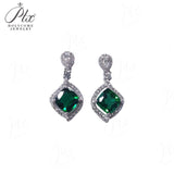 Lab Grown Gemstone Earrings 1.8-2.7CT Chubby Square Ruby Sapphire Colombia Side Moisanite S925 for Women Engagement Christmas