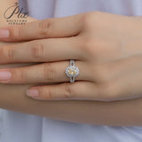 Floral Champagne Oval Moissanite Double-Band Ring Women Only Gifts For Festivals And Anniversaries