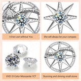 925 Sterling Silver Gold-Plated Octagonal Star Compass Pendant Necklace with D/VVS1 Grade Moissanite Exquisite Women's Jewelry