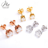 Classical Style 4 Claws Setting Round Brilliant Cut Moissanite Ear Studs D Color Moissanite Ear Jewelry
