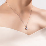 Moissanite Diamond 6.5mm 1CT Necklace For Womens Solitaire Pendant 925 Silver Chains D White  Jewelry Customized Gift