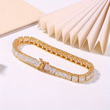 Square Tennis Bracelet Adorned with Exquisite Zircons 925 Silver Material Unisex Design Fashionable Holiday Gift