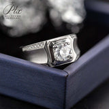 【Jason 】925 Sterling Silver 1CT Round Cut Moissanite Ring for Men Only Gifts For Festivals And Anniversaries