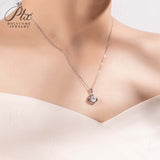 Moissanite Diamond 6.5mm 1CT Necklace For Womens Solitaire Pendant 925 Silver Chains D White  Jewelry Customized Gift