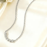 Seven-Round Bezel-Set Necklace with D Color Round Moissanite S925 Plated White Yellow Rose Gold Chain Engagement Chrisrmas Daily