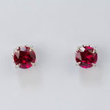 Round Colored Gemstones Earrings with Ruby Sapphire Colombia Padparadscha Paraiba S925 Four-claw Six-claw Design Fishion Gift
