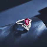 Crown Ring 5X8mm Pear Lab Grown Ruby Sapphire Zambian Padparadscha 925 Silver Ring for Women Man Engagement Christmas Party Gift