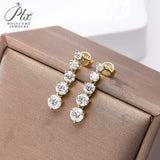 Moissanite Earrings Tassel Pendant Ear Stud Piercing  Ten Stones Round Shape 925 Sterling Silver Top Quality Wedding Jewelry