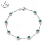 Moissanite Bracelet with 2.4CT D White/Black/Vivid Blue/Green Round Moissanite 925 Silver Plated Gold Women Man Party Gift Daily