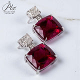 Lab-Grown Gemstone Earrings with D Color Moissanite 925 Silver Chubby Rectangular Anniversary Gift Hypoallergenic