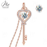 Moissanite Necklace Key D color 6.5mm 1ct  925 Sterling Silver Top Quality Pendant For Women Wedding/Anniversary Special Gift