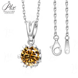 Moissanite Necklace Snowflake Pendant Multicolor Round Cut 925 Sterling Silver 1ct  For Women Wedding Bridal Fine Jewelry Charms
