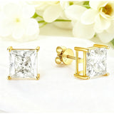 Earrings 1/3/6CT D Color Asscher Cut Moissanite 10k 14k 18k 925 Silver Plated Gold Ear Stud for Woman Engagement Daily Jewely