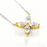 Clover & Marquise-Cut D-Color Moissanite Earring & Necklace Set 925 Silver Plated with Gold Hypoallergenic - Ideal for Women's Daily Wear & Holiday Gifts