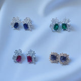 Moissanite Multi-diamond Colored Gemstone Earrings Emerald or Sugar Tower Design Ruby Sapphire Colombia Padparadscha Favorite